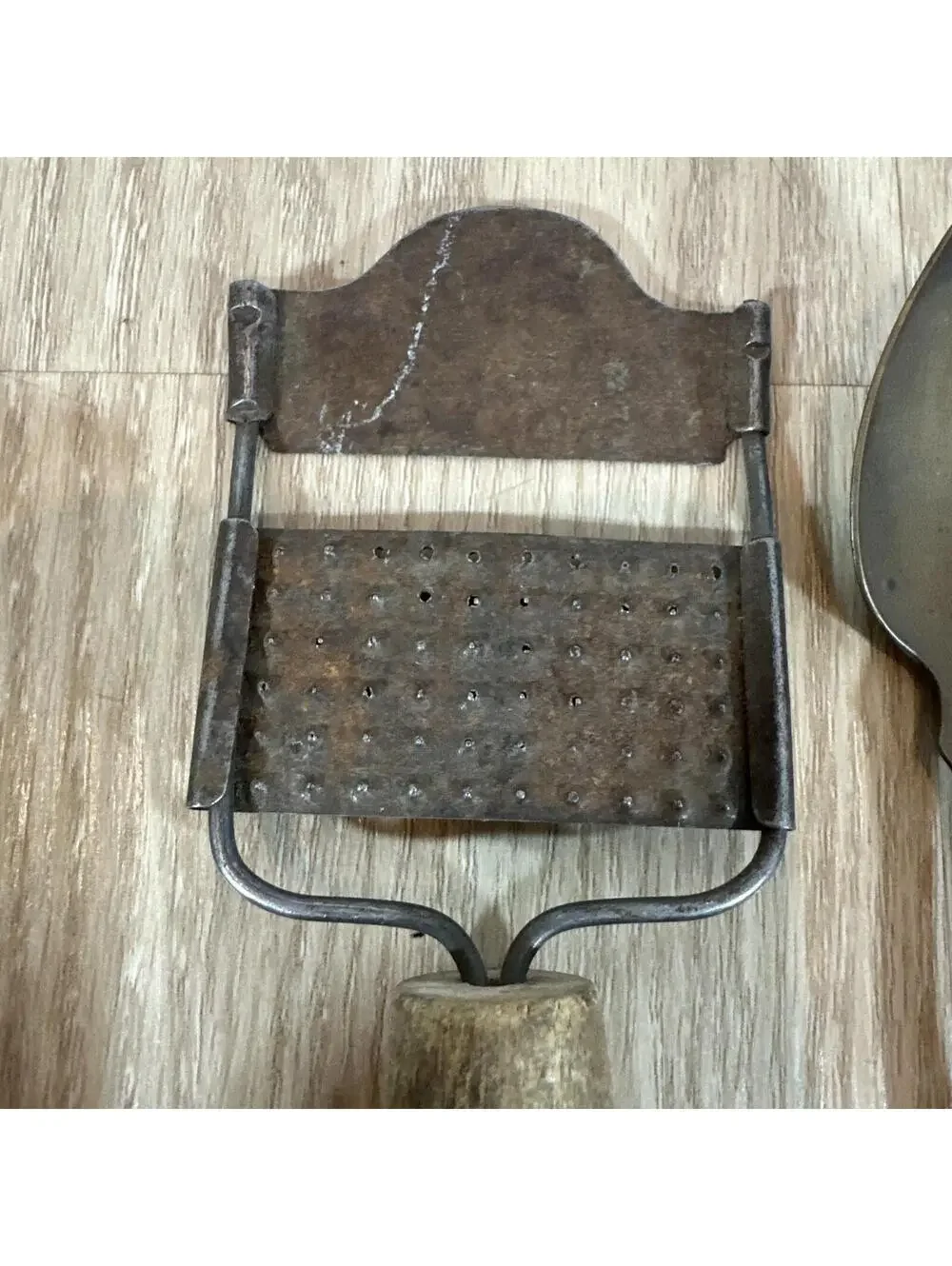 (7) Antique items: 2 graters, 2 forks, 1 spoon,‎ cookie cutter, thimble.